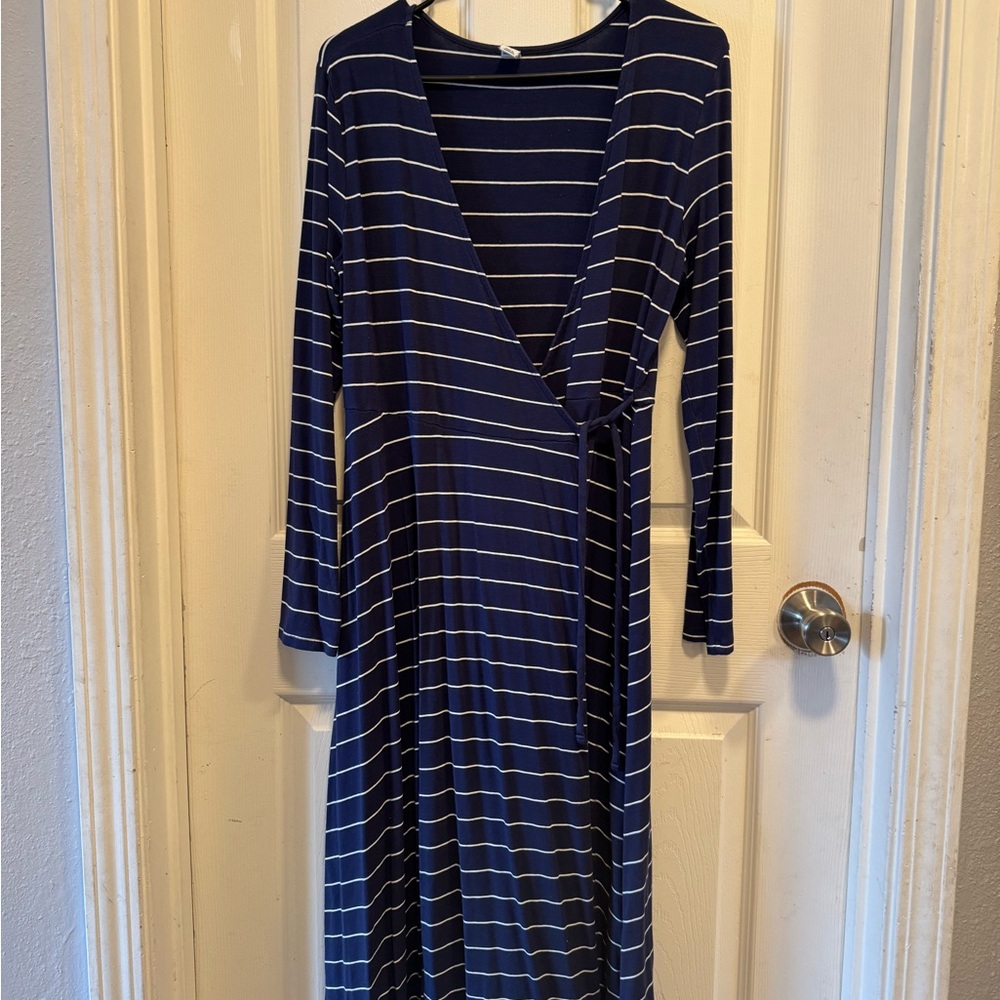 Old Navy Navy Blue Striped Dress